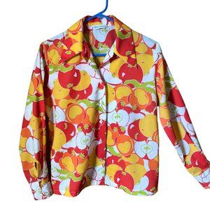 Vintage Ship N Shore Women's Fruit Button Down Shirt Dagger Collar sz eu 34